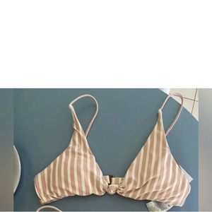 Lulu’s Beige Striped Knotted Bikini Top by O’Neill